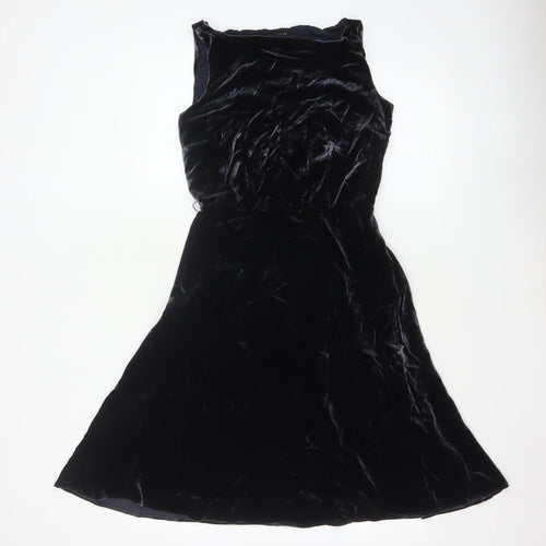 Laura Ashley Women’s Black Velvet A-Line Dress UK 8 Sleeveless
