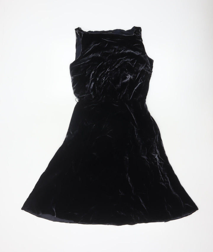 Laura Ashley Women’s Black Velvet A-Line Dress UK 8 Sleeveless
