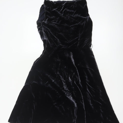 Laura Ashley Women’s Black Velvet A-Line Dress UK 8 Sleeveless