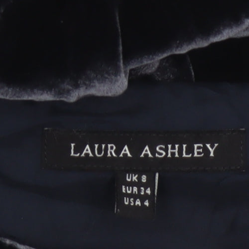 Laura Ashley Women’s Black Velvet A-Line Dress UK 8 Sleeveless