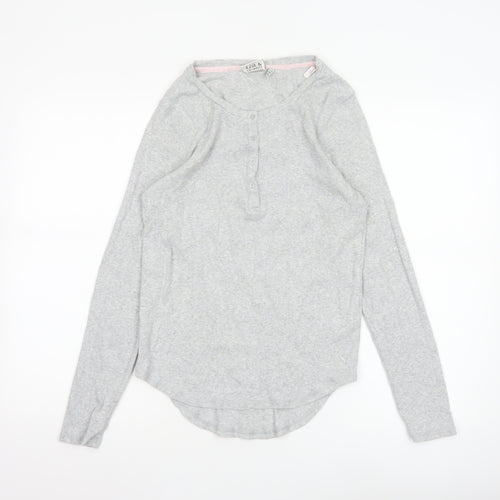 Joules Women’s Grey Long Sleeve Henley Jersey T-Shirt UK 12