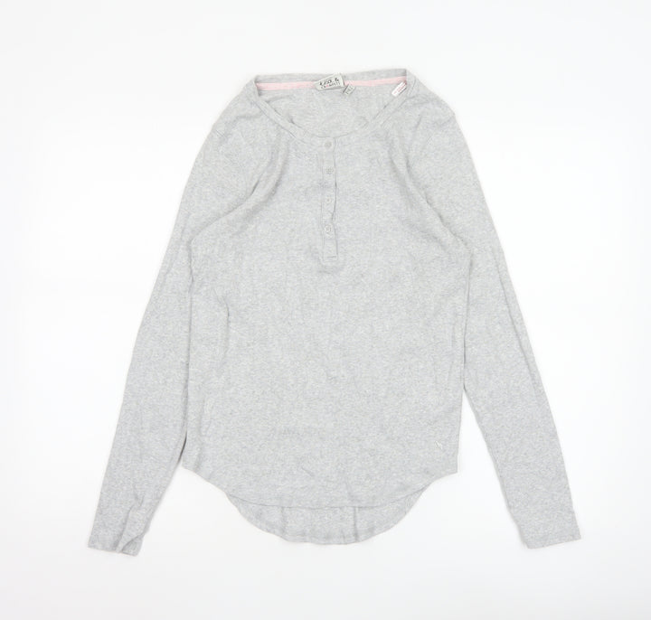 Joules Women’s Grey Long Sleeve Henley Jersey T-Shirt UK 12
