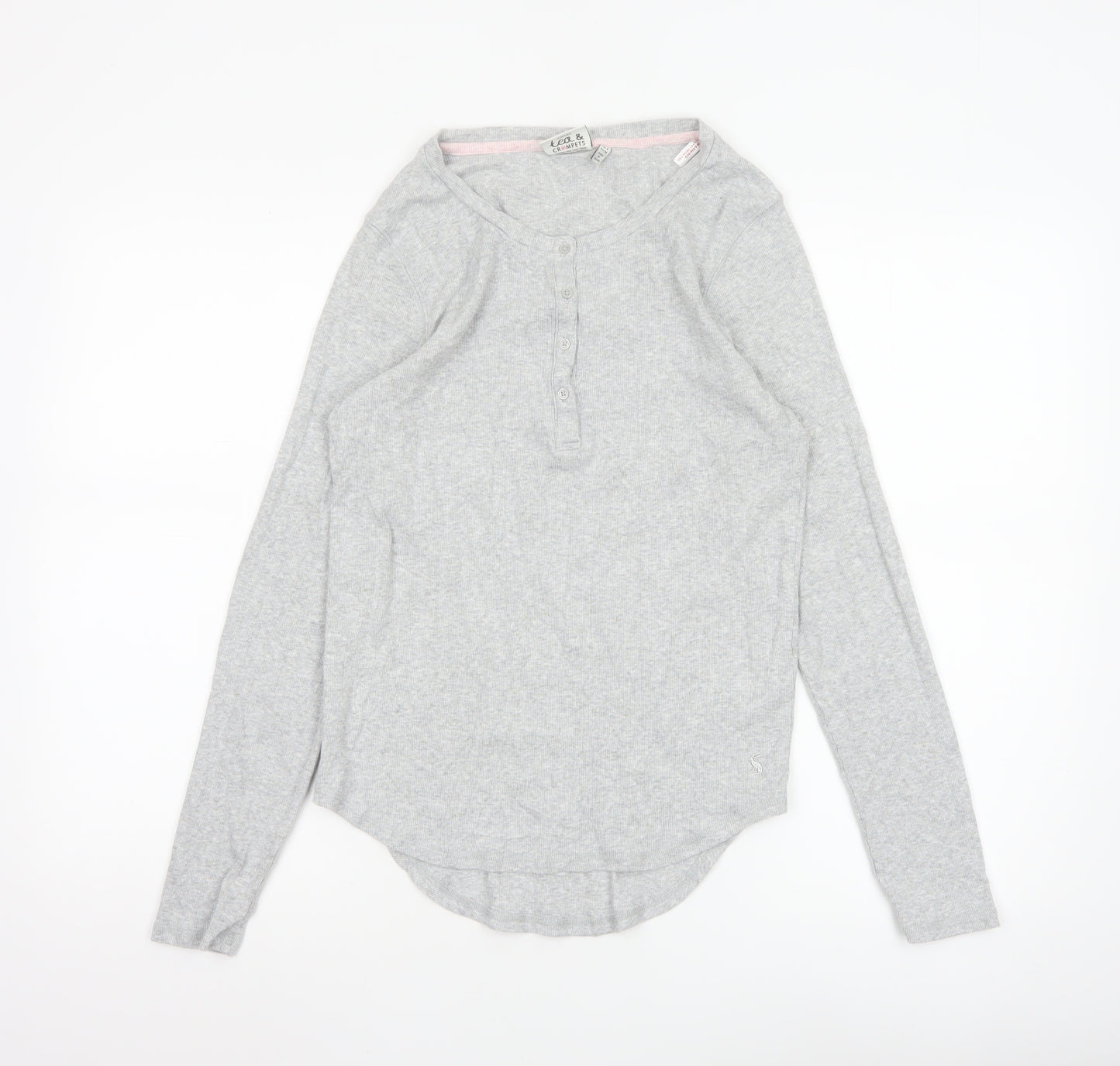 Joules Women’s Grey Long Sleeve Henley Jersey T-Shirt UK 12