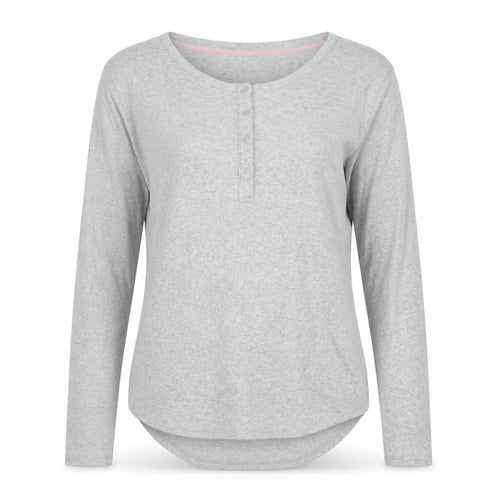 Joules Women’s Grey Long Sleeve Henley Jersey T-Shirt UK 12