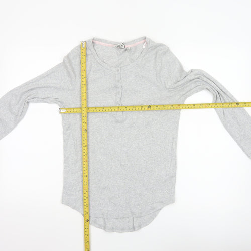 Joules Women’s Grey Long Sleeve Henley Jersey T-Shirt UK 12