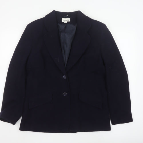 Selective Women Blue Wool Blend Lined Blazer Jacket Size 14