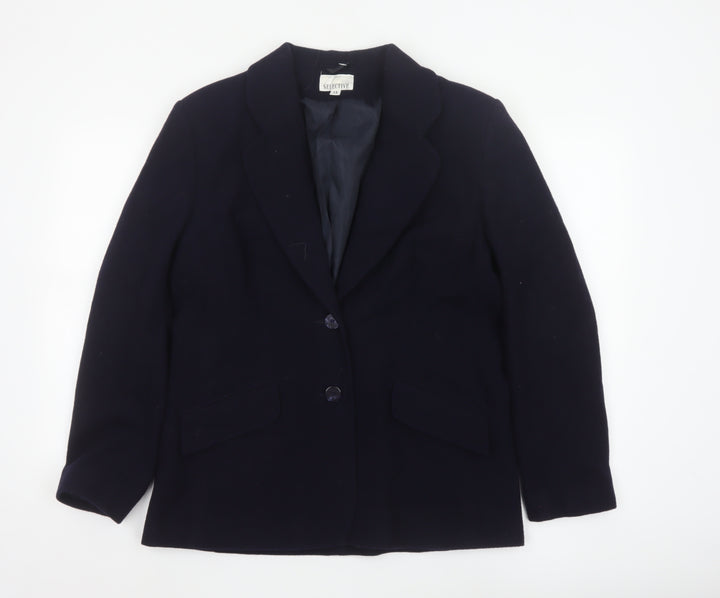 Selective Women Blue Wool Blend Lined Blazer Jacket Size 14