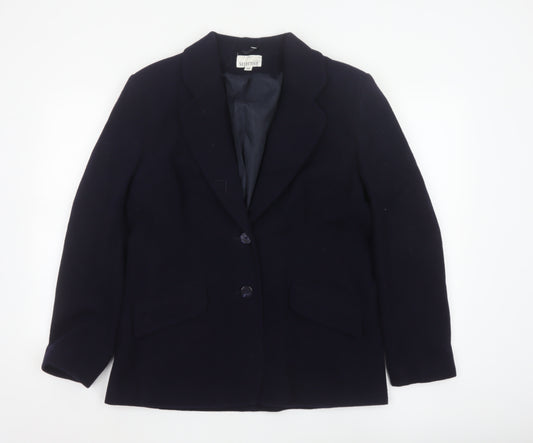 Selective Women Blue Wool Blend Lined Blazer Jacket Size 14