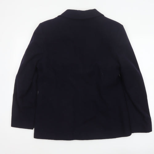 Selective Women Blue Wool Blend Lined Blazer Jacket Size 14