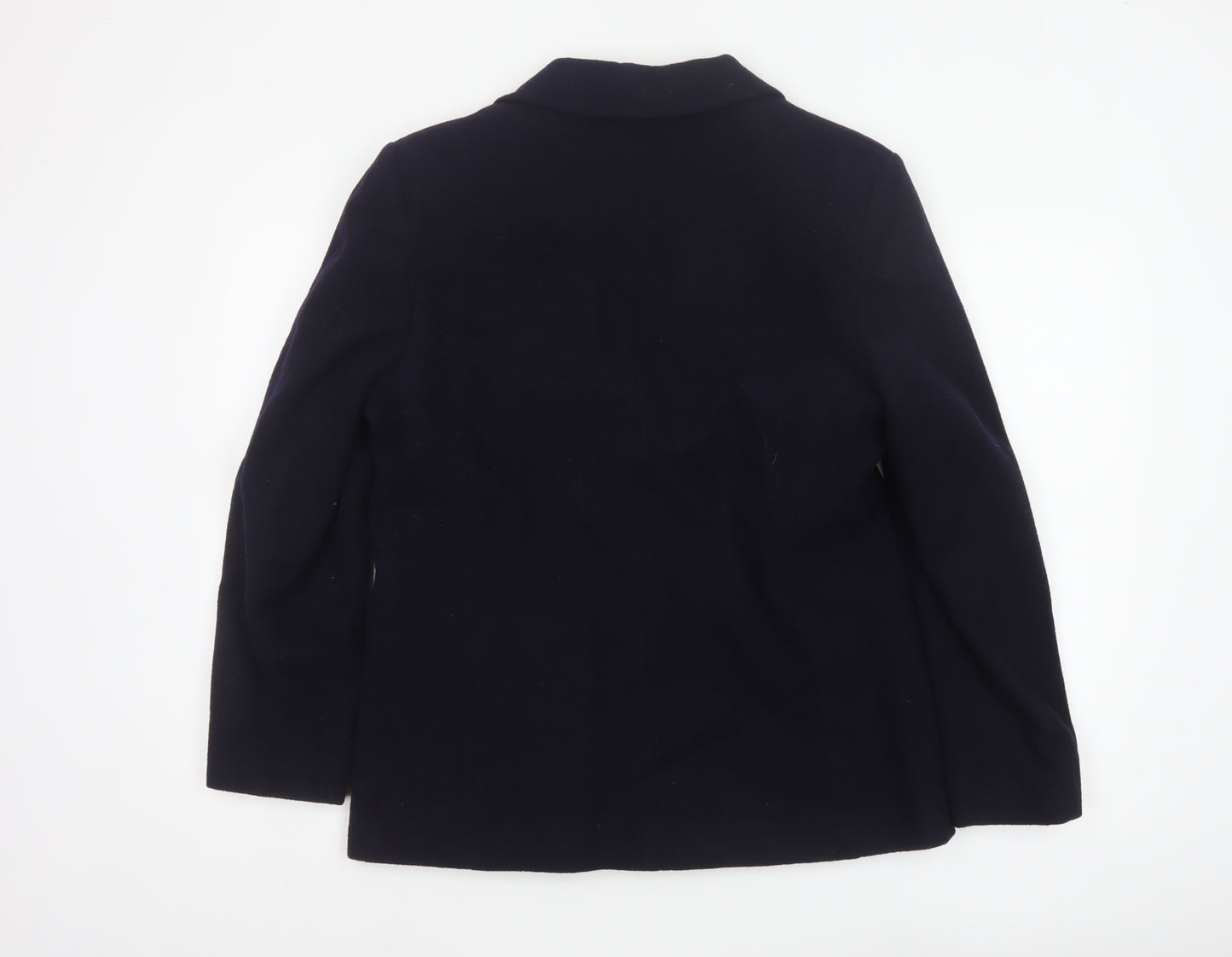 Selective Women Blue Wool Blend Lined Blazer Jacket Size 14