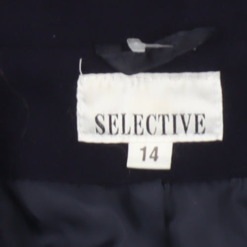 Selective Women Blue Wool Blend Lined Blazer Jacket Size 14