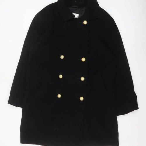 Precis Womens Black Wool Cashmere Pea Coat Size 10