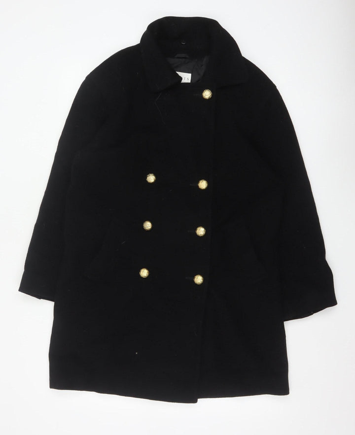 Precis Womens Black Wool Cashmere Pea Coat Size 10