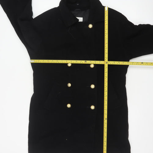 Precis Womens Black Wool Cashmere Pea Coat Size 10
