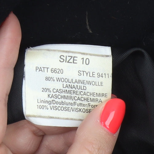 Precis Womens Black Wool Cashmere Pea Coat Size 10