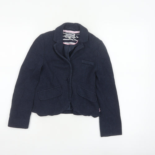 Joules Girls Blue Cotton Blazer Jacket 7-8 Years Classic Lined Style