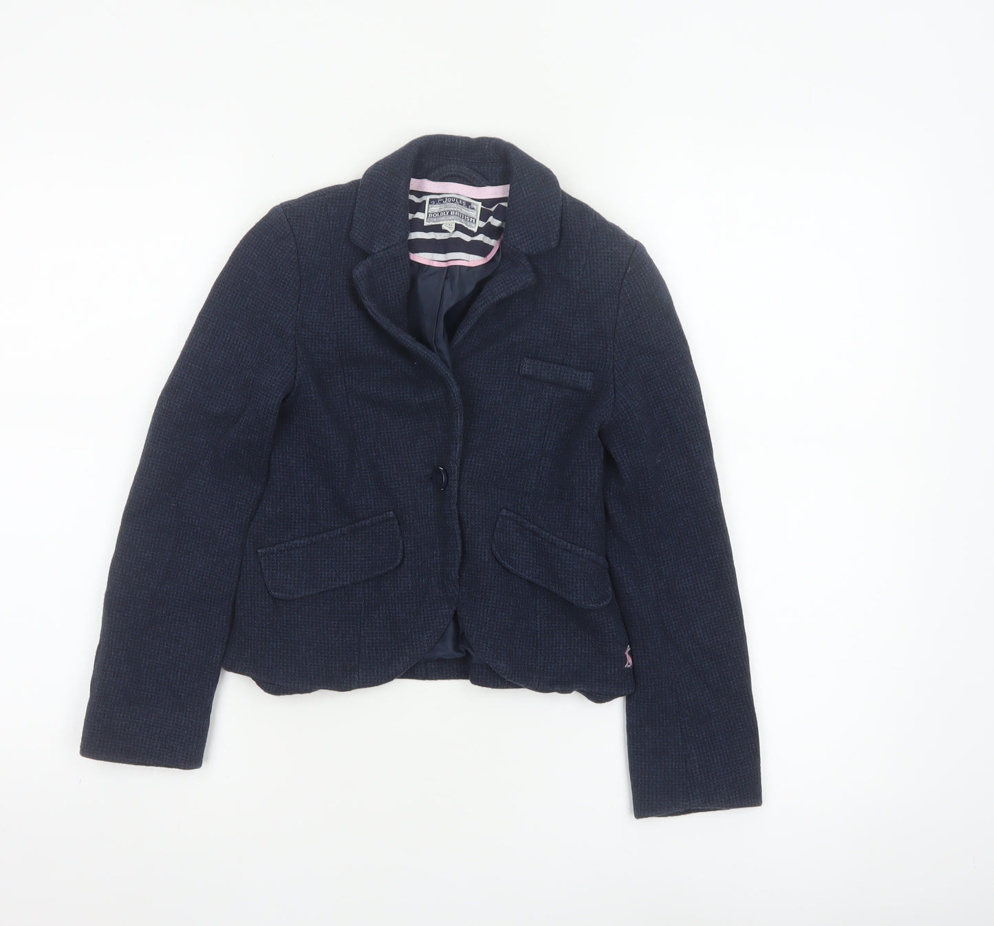 Joules Girls Blue Cotton Blazer Jacket 7-8 Years Classic Lined Style