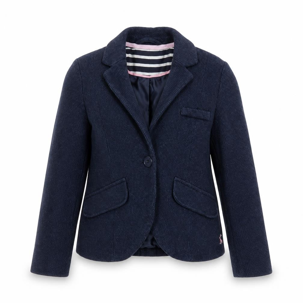 Joules Girls Blue Cotton Blazer Jacket 7-8 Years Classic Lined Style