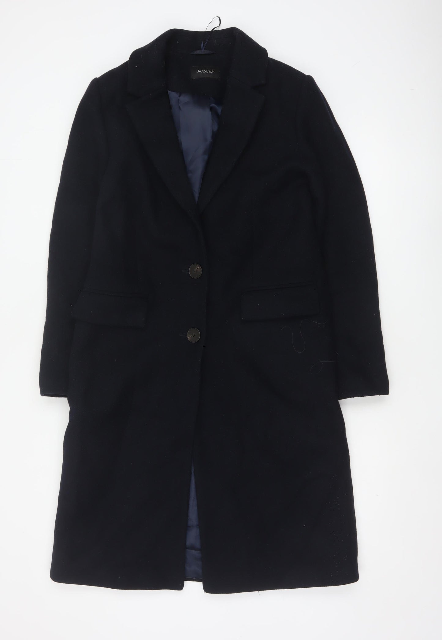 Marks and Spencer Women’s Black Wool Cashmere Long Overcoat Size 8