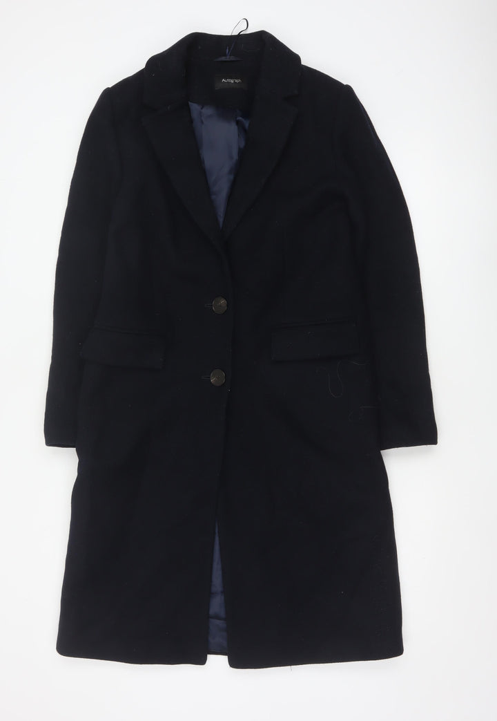 Marks and Spencer Women’s Black Wool Cashmere Long Overcoat Size 8