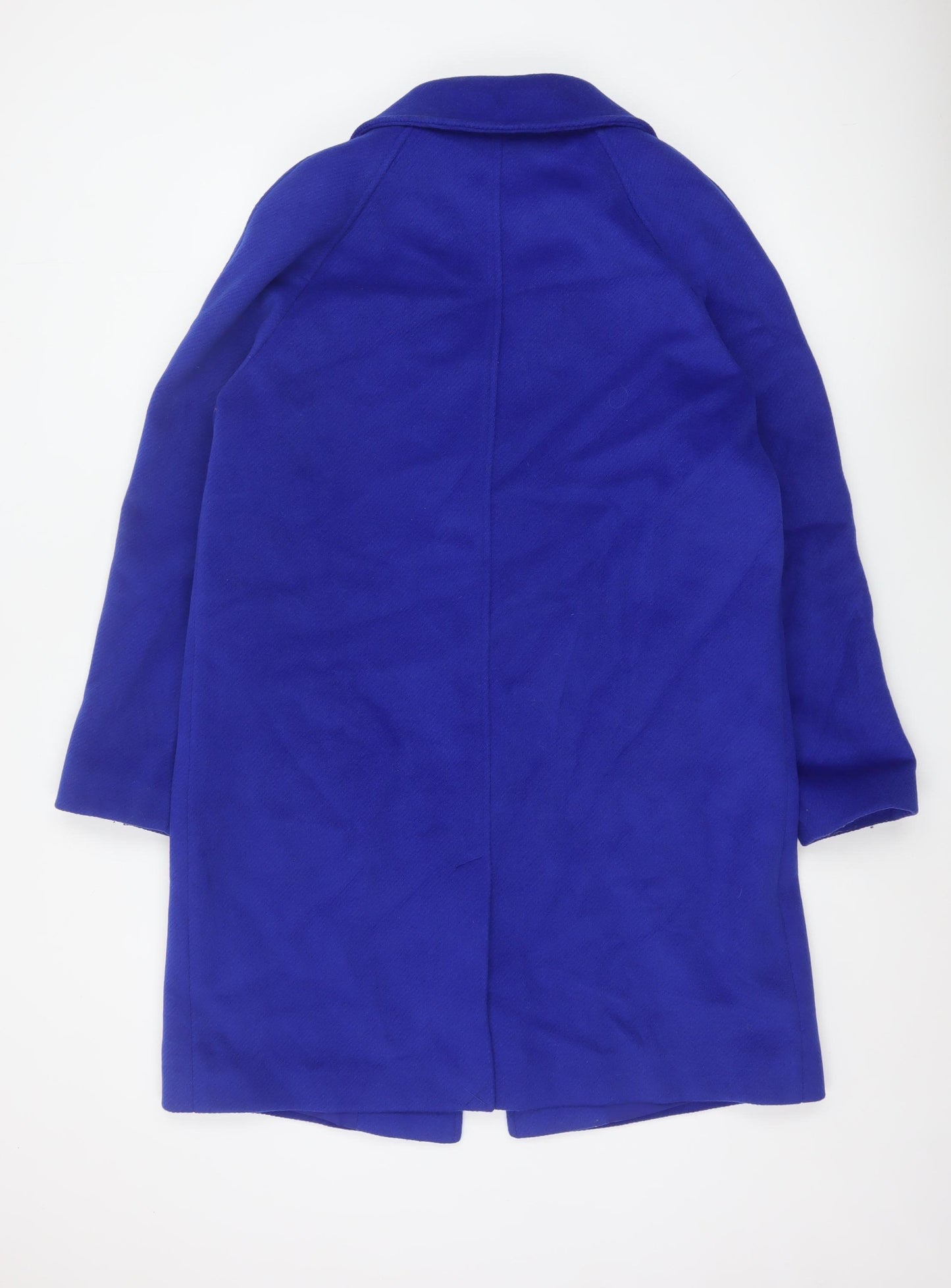 Marks and Spencer Women Blue Size 14 Overcoat Mid-Length Wool Blend Classic Style