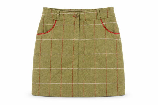 Alan Paine Women's Beige Wool Mini Skirt Size 10 Checked Country Style