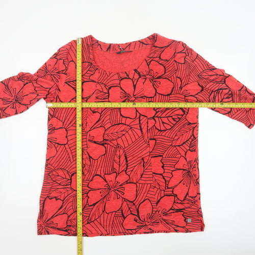TIGI Womens Red Floral 3/4 Sleeve Tunic Top Size 14/16