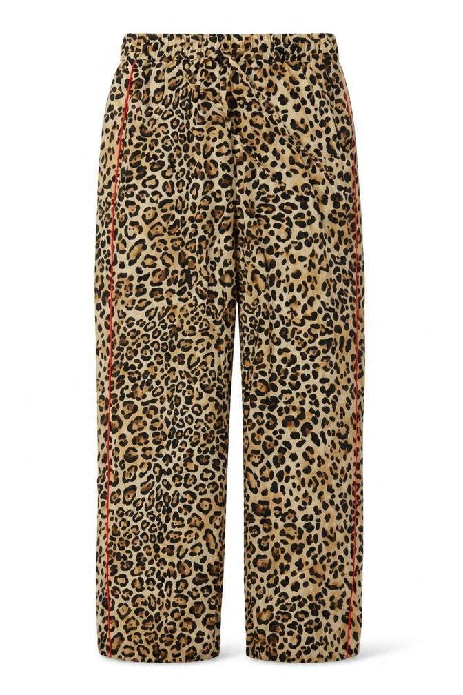 Topshop Women Leopard Print Beige Trousers Size 8 Polyester Jogger Pants