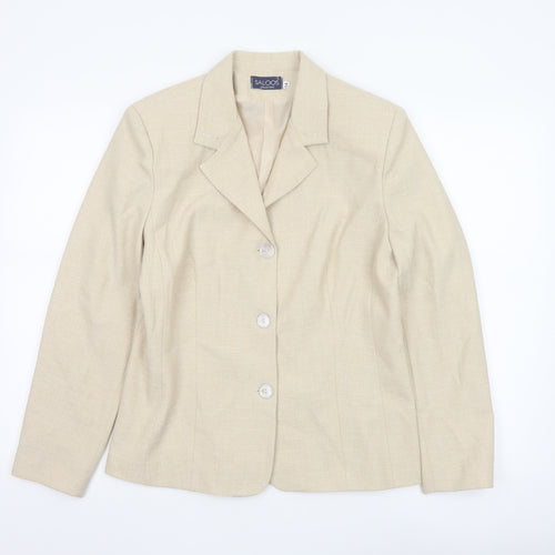 Saloos Collection Women's Beige Size 14 Classic Blazer Suit Jacket