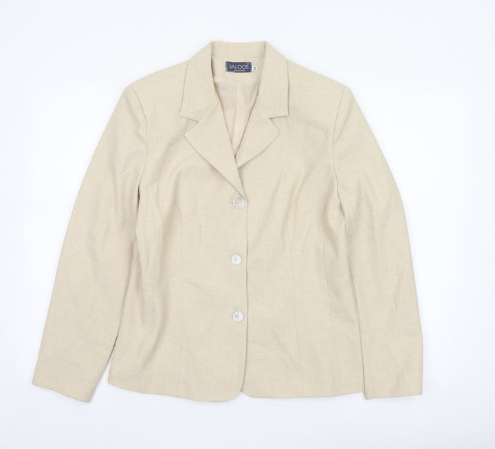 Saloos Collection Women's Beige Size 14 Classic Blazer Suit Jacket