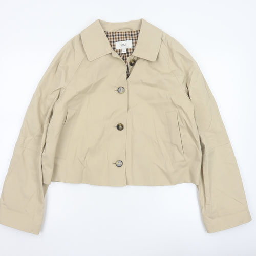 Marks and Spencer Women Beige Size 14 Short Cotton Jacket