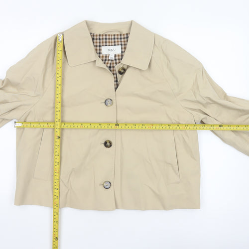 Marks and Spencer Women Beige Size 14 Short Cotton Jacket