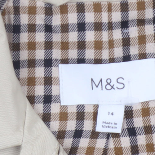 Marks and Spencer Women Beige Size 14 Short Cotton Jacket