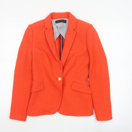 Zara Woman Orange Blazer Women's Regular Fit Single-Breasted Jacket M