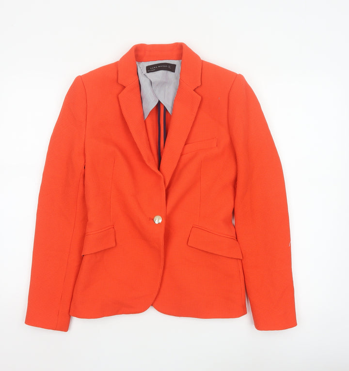 Zara Woman Orange Blazer Women's Regular Fit Single-Breasted Jacket M