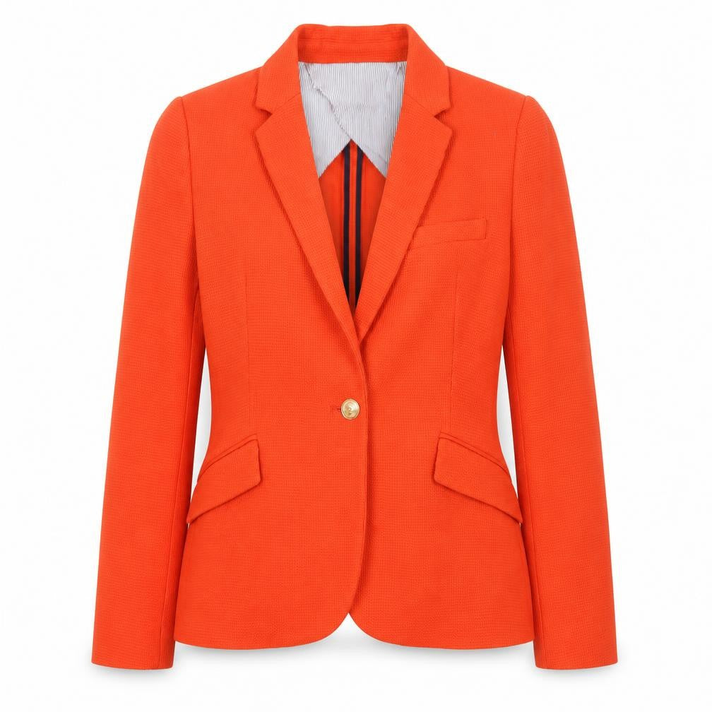 Zara Woman Orange Blazer Women's Regular Fit Single-Breasted Jacket M