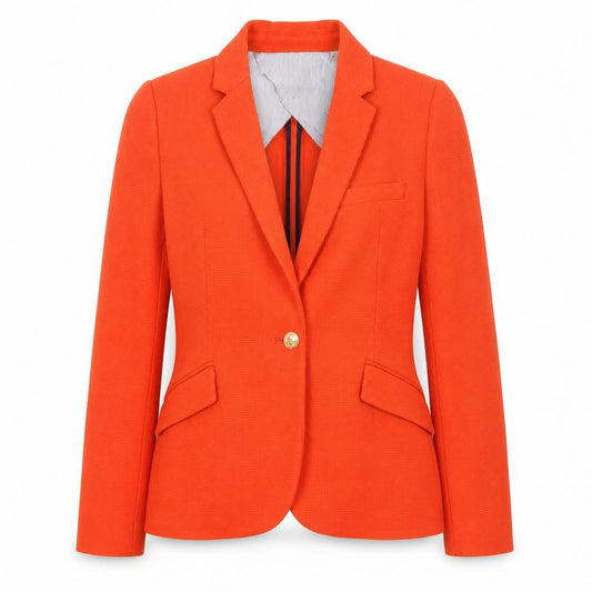Zara Woman Orange Blazer Women's Regular Fit Single-Breasted Jacket M