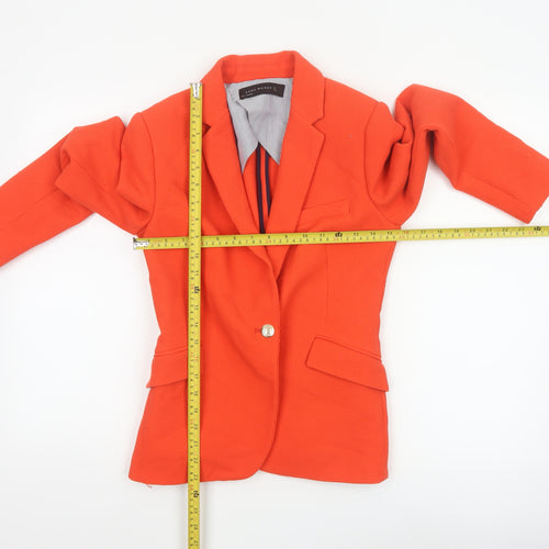 Zara Woman Orange Blazer Women's Regular Fit Single-Breasted Jacket M