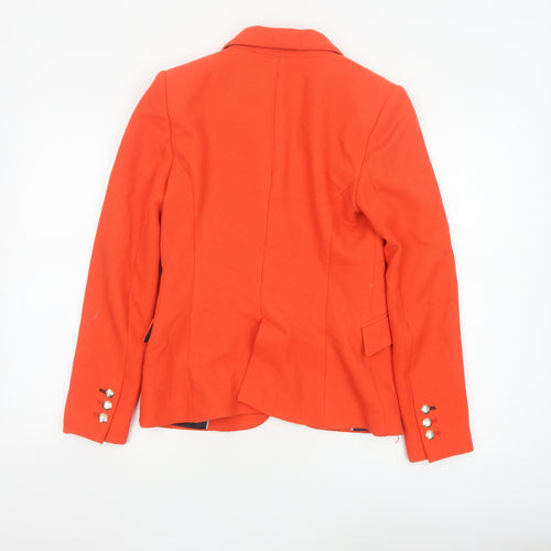 Zara Woman Orange Blazer Women's Regular Fit Single-Breasted Jacket M