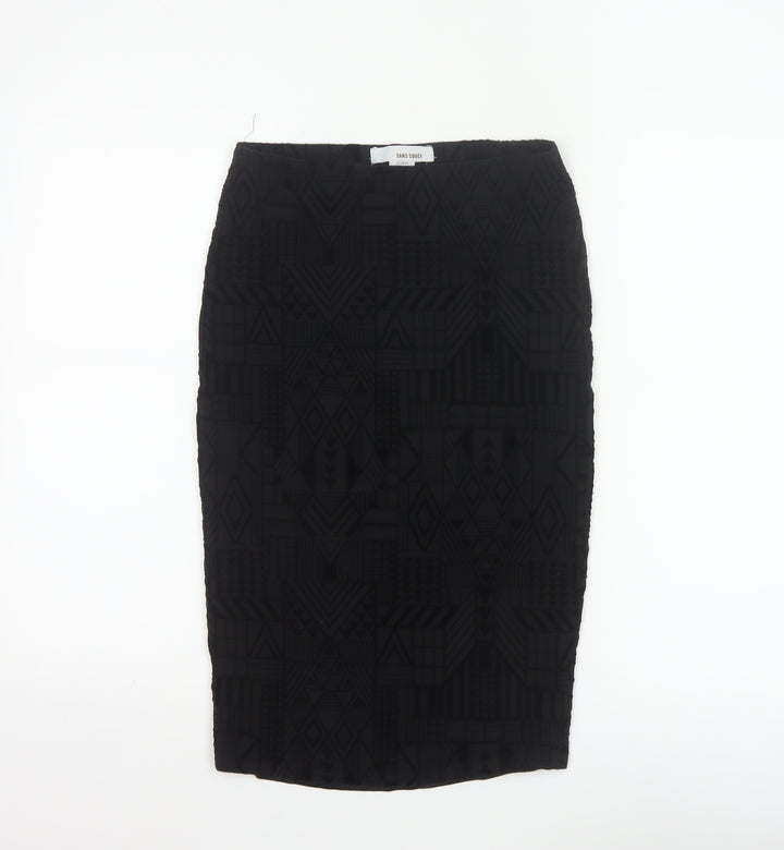 Sans Souci Women's Black Geometric Pencil Skirt Size S
