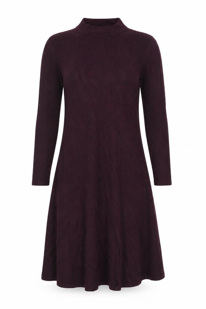 Miss Selfridge Women’s Purple Knit Fit & Flare Long Sleeve Mini Dress UK 12