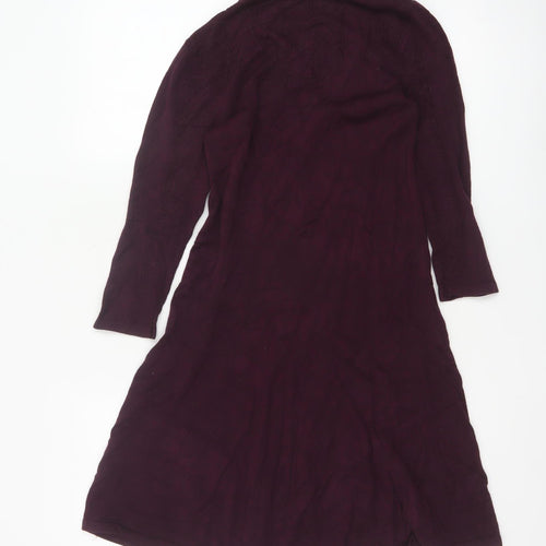 Miss Selfridge Women’s Purple Knit Fit & Flare Long Sleeve Mini Dress UK 12