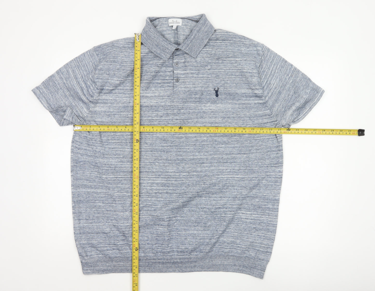 Next Men Blue 3XL Short Sleeve Polo Shirt Cotton Blend Classic Fit