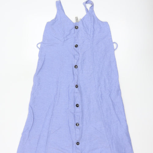 ASOS Women Blue Size 8 Sleeveless Button Slip Dress