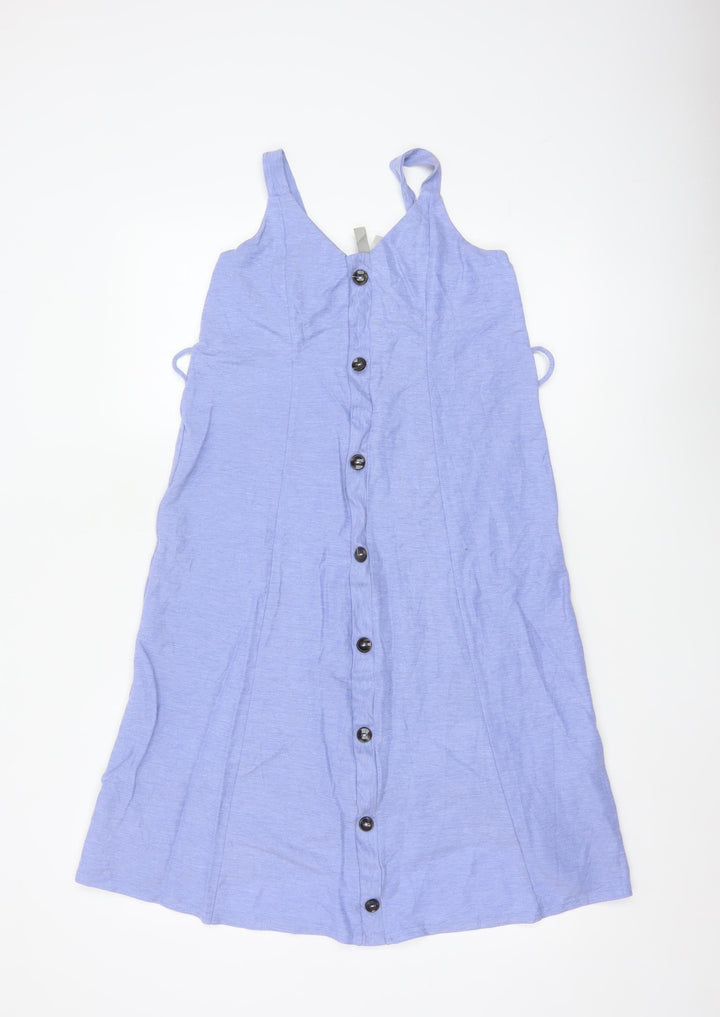 ASOS Women Blue Size 8 Sleeveless Button Slip Dress