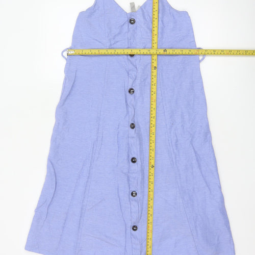 ASOS Women Blue Size 8 Sleeveless Button Slip Dress