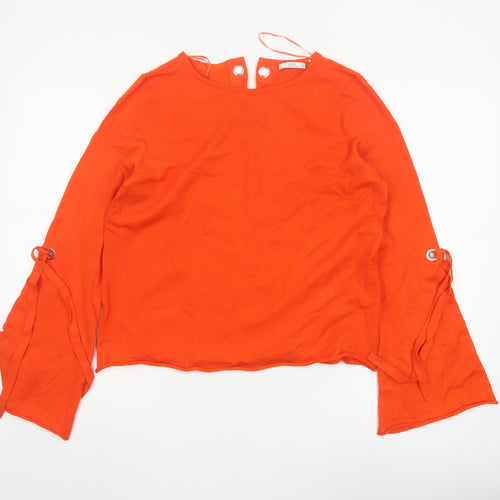 edc Women’s Orange Flared Sleeve Knit Pullover Jumper M