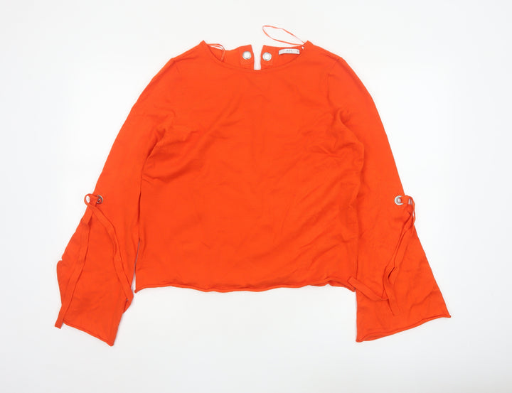 edc Women’s Orange Flared Sleeve Knit Pullover Jumper M