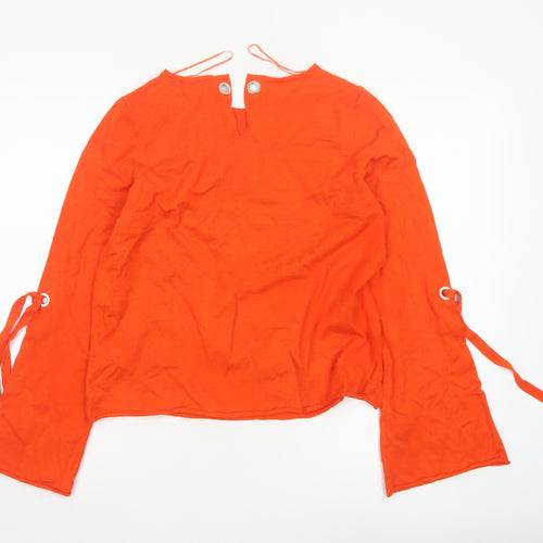 edc Women’s Orange Flared Sleeve Knit Pullover Jumper M