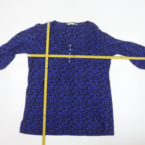 Debenhams Womens Blue Floral 3/4 Sleeve Tunic Top Size 18 Cotton